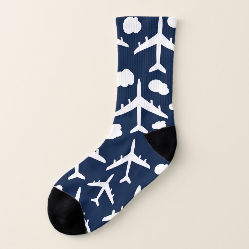 Blue cute flying airplanes aircraft socks