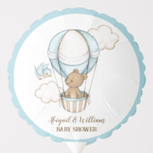 Blue Cute Funny Teddy Bear Baby Shower Balloons