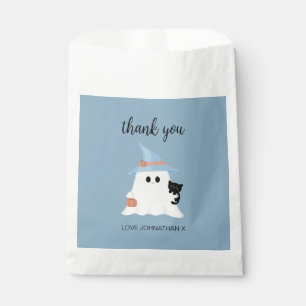 Blue Cute Ghost Halloween 1st Birthday Thank You  Favor Bag