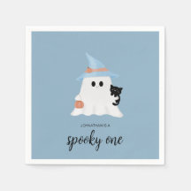 Blue Cute Ghost Halloween Spooky One Birthday