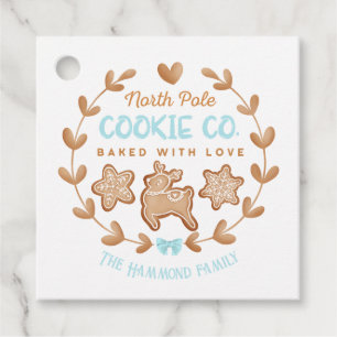 Blue Cute Gingerbread Christmas Cookies Exchange Favor Tags