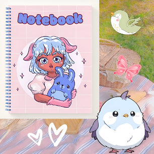 Blue cute girl 💜💛✨ notebook