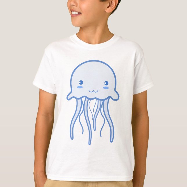 Blue Cute Jellyfish T-Shirt (Front)