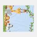 Blue Cute Jungle Baby Animal Fleece Blanket | Zazzle