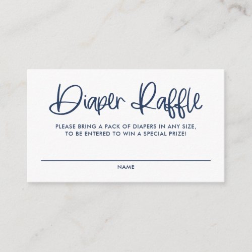 Blue Cute Modern Calligraphy Diaper Raffle Game Enclosure Card