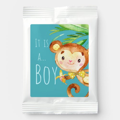 Blue Cute Monkey Baby Boy Announcement Margarita Drink Mix