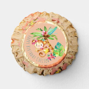 Blue Cute Monkey Personalized Happy Birthday Reese's Peanut Butter Cups