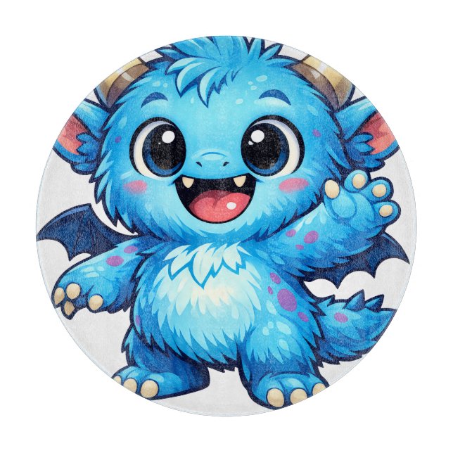 Blue Cute Monster Cutting Board (Front)
