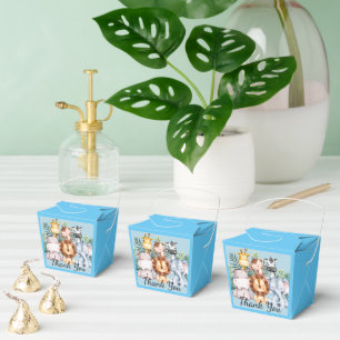 Blue cute safari animals baby shower favor boxes