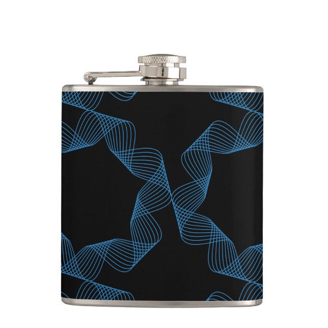 Blue, cute, simple, elegant geometric pattern art flask (Front)