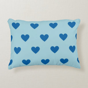 Blue Cute Simple Heart Pattern Accent Pillow