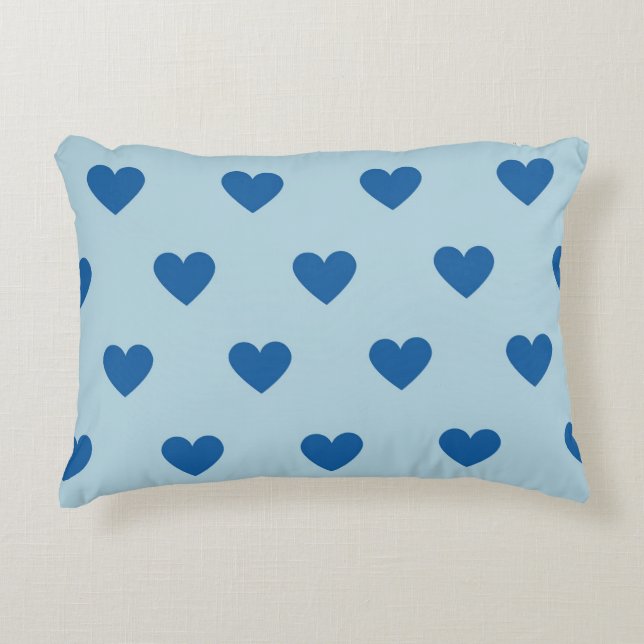 Blue Cute Simple Heart Pattern Accent Pillow (Front)