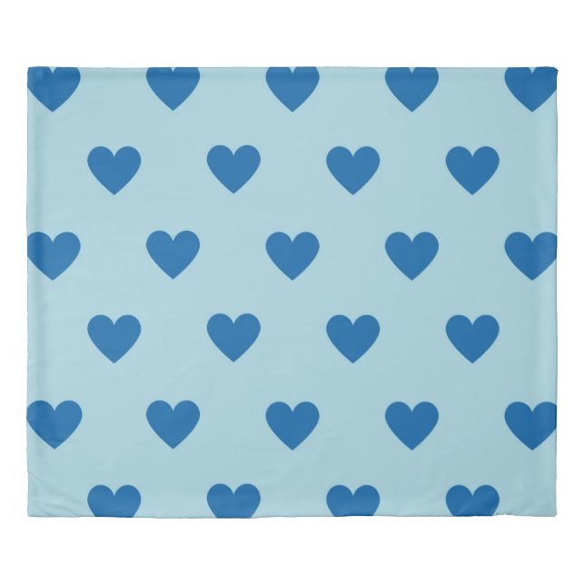 Blue Cute Simple Heart Pattern  Duvet Cover (Front)