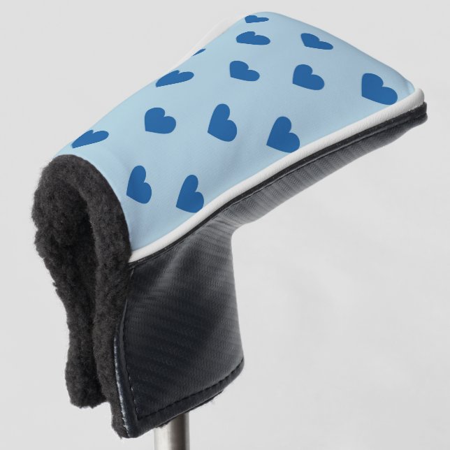 Blue Cute Simple Heart Pattern Golf Head Cover (3/4 Front)