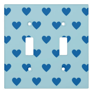 Blue Cute Simple Heart Pattern Light Switch Cover