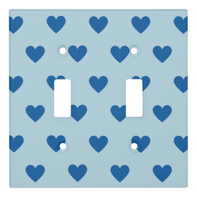 Blue Cute Simple Heart Pattern Light Switch Cover (Front)