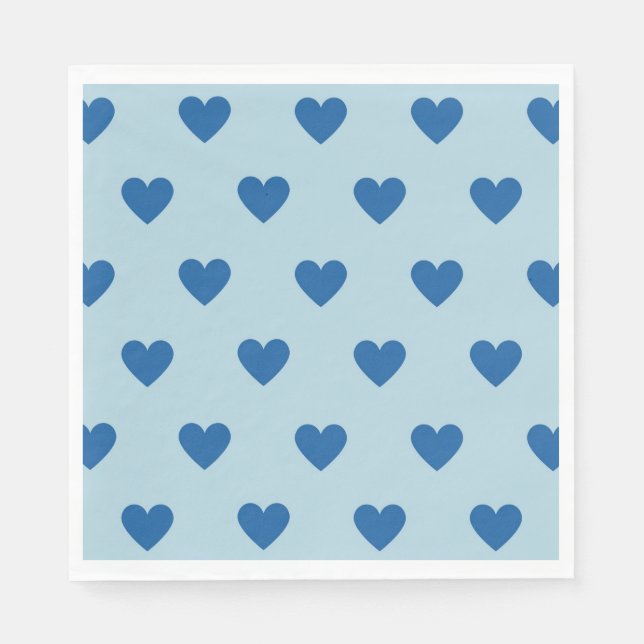Blue Cute Simple Heart Pattern Napkins (Front)