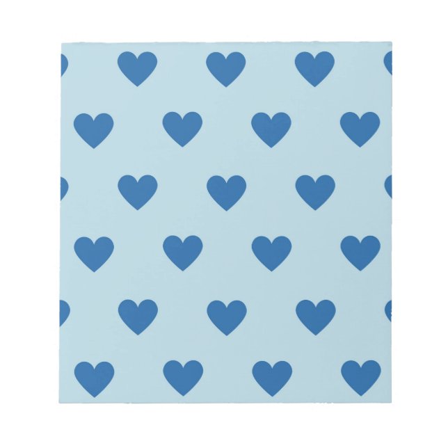 Blue Cute Simple Heart Pattern Notepad (Front)