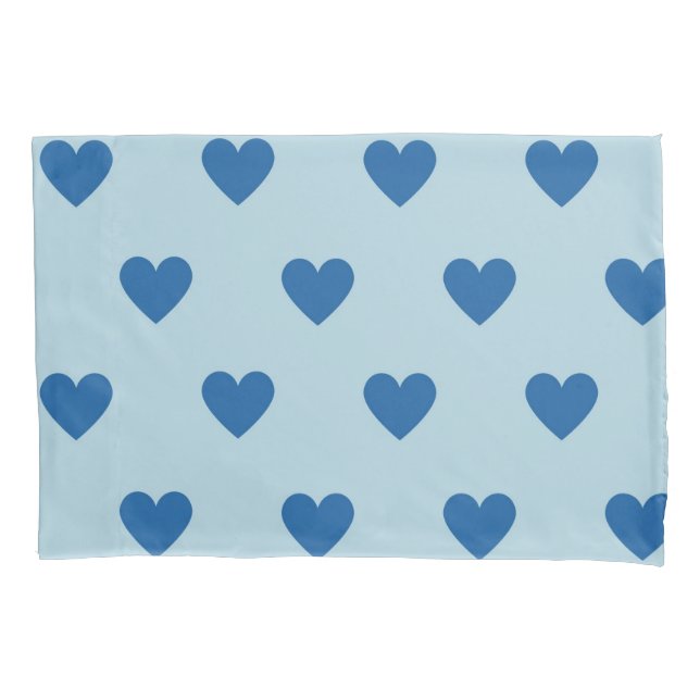 Blue Cute Simple Heart Pattern Pillow Case (Front)