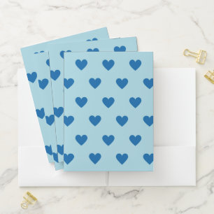 Blue Cute Simple Heart Pattern Pocket Folder