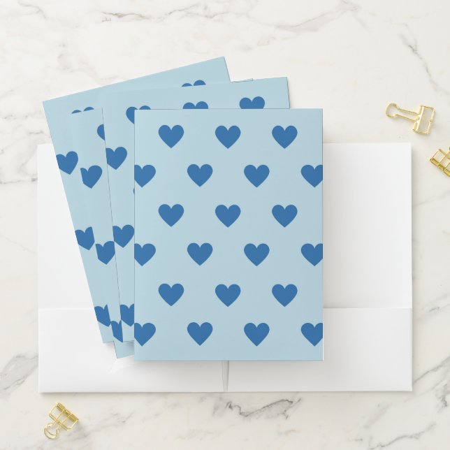 Blue Cute Simple Heart Pattern Pocket Folder (In Situ)