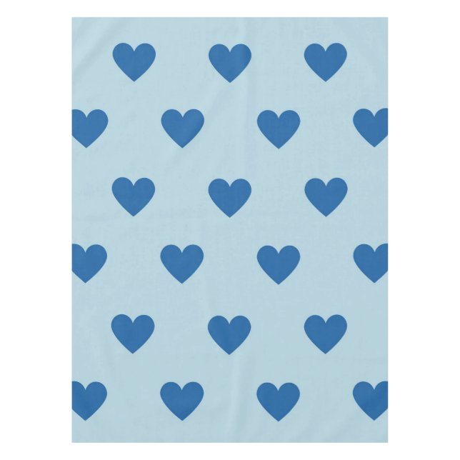 Blue Cute Simple Heart Pattern Tablecloth (Front)