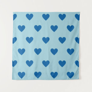 Blue Cute Simple Heart Pattern Tapestry