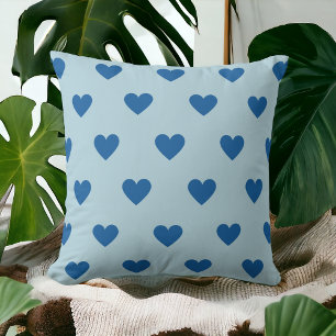 Blue Cute Simple Heart Pattern Throw Pillow