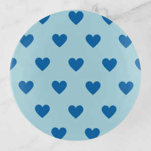 Blue Cute Simple Heart Pattern Trinket Tray