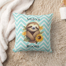 Blue Cute Sloth With Sunflowers Personalized
