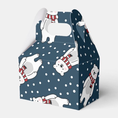 Blue cute snow polar bear pattern favor boxes