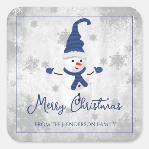 Blue Cute Snowman Christmas Sticker