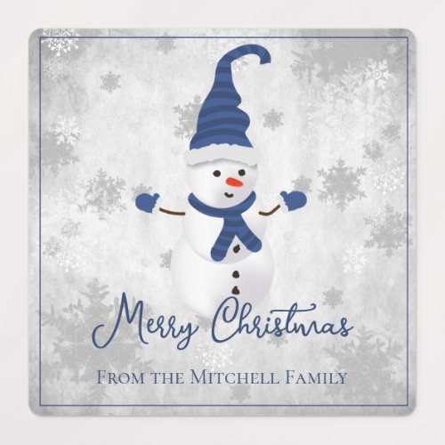 Blue Cute Snowman Holiday Baking Labels