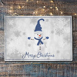 Blue Cute Snowman Holiday Placemat<br><div class="desc">Add an elegant touch to your dining area this holiday season with a Blue Cute Snowman Holiday Laminated Placemat. Placemat design features a cute snowman in a hat, scarf and gloves adorned with gray and white snowflakes against a gray grunge background. Additional gift and holiday items available with this design...</div>
