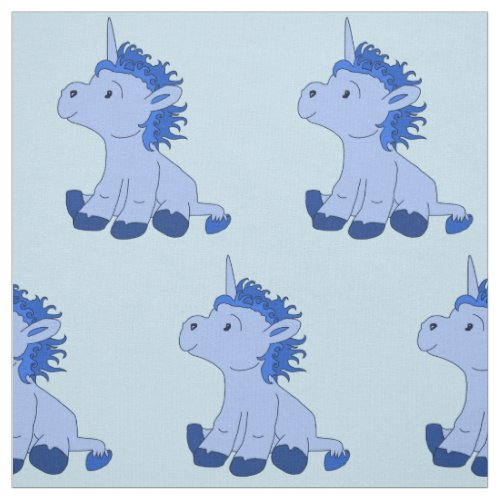Blue Cute Unicorn _ Fabric for Kids