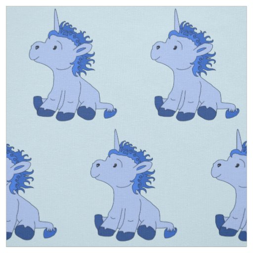 Blue Cute Unicorn - Fabric for Kids