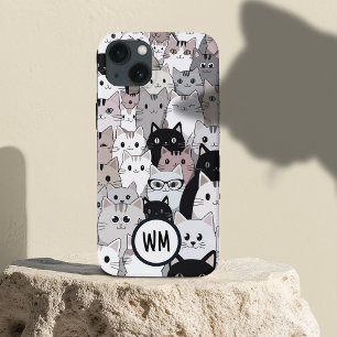 Blue Cute Warm Too Many Cats Custom Name iPhone 13 Case