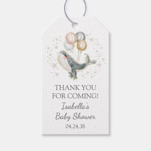 Blue Cute Whale Baby Shower Gift Tags