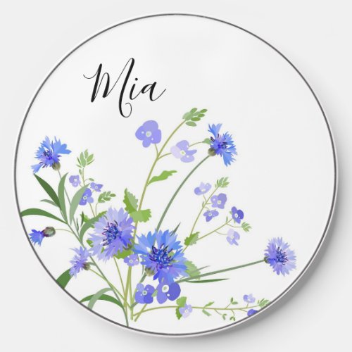 Blue Cute Wildflowers Gift Wireless Charger