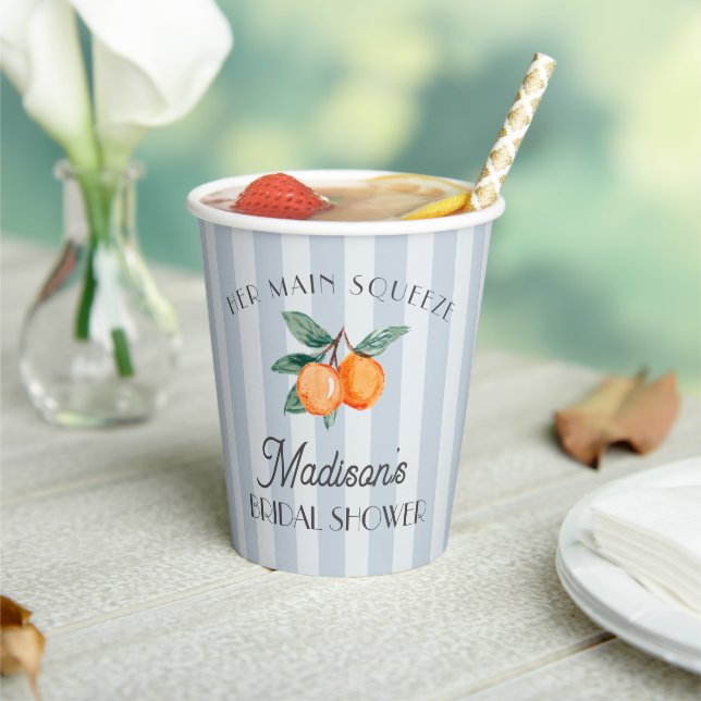 Blue Cutie Main Squeeze Citrus Bridal Shower Paper Cups (Insitu)