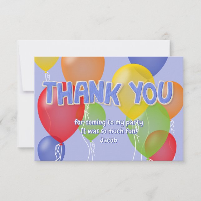 blue cutout cookies balloons birthday thank you card (Front)