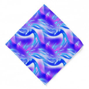 Blue cutouts with digital grooves on pink texture  bandana