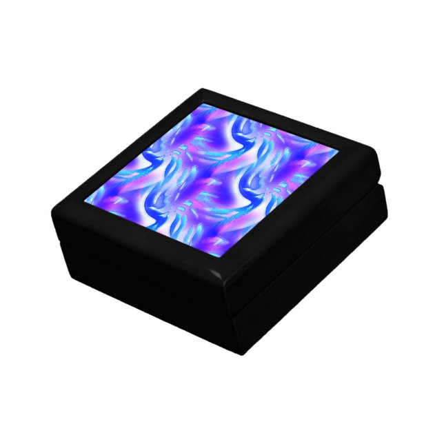 Blue cutouts with digital grooves on pink texture  gift box (Side)