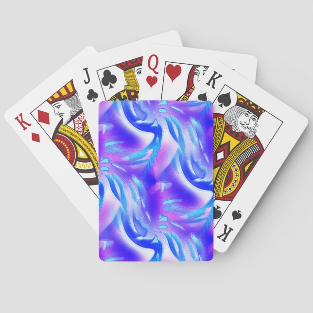 Blue cutouts with digital grooves on pink texture  poker cards (Back)