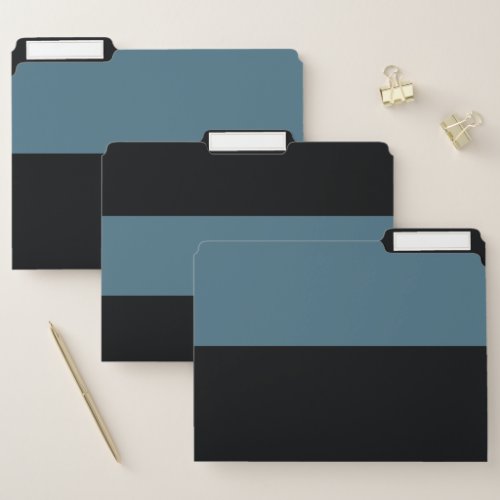 Blue Cyan and Black Simple Extra Wide Stripes File Folder