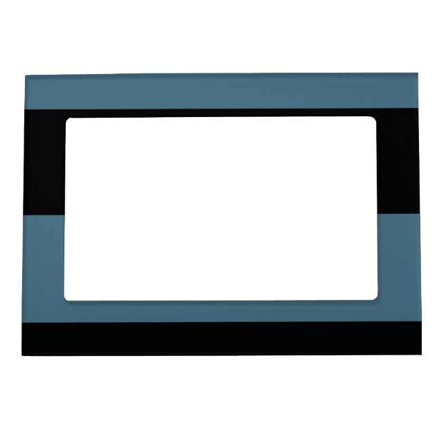 Blue Cyan and Black Simple Extra Wide Stripes Magnetic Frame (Front)