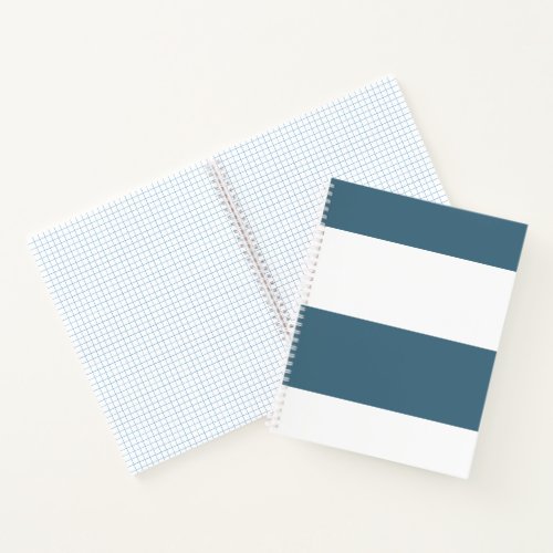 Blue Cyan and White Simple Extra Wide Stripes Notebook
