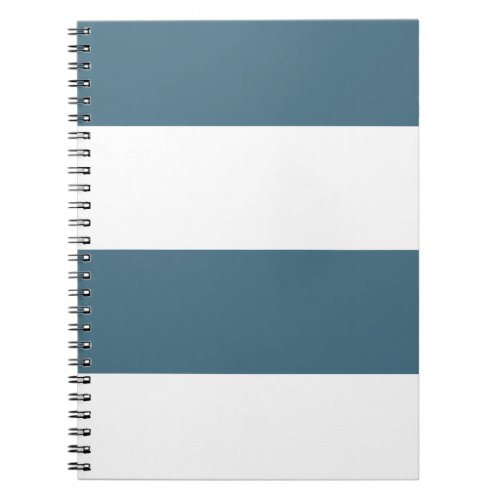 Blue Cyan and White Simple Extra Wide Stripes Notebook