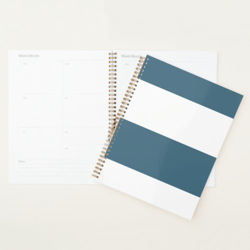 Blue Cyan and White Simple Extra Wide Stripes Planner