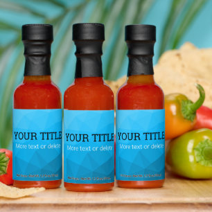 Blue cyan geometric mesh Triangle Custom text Hot Sauces
